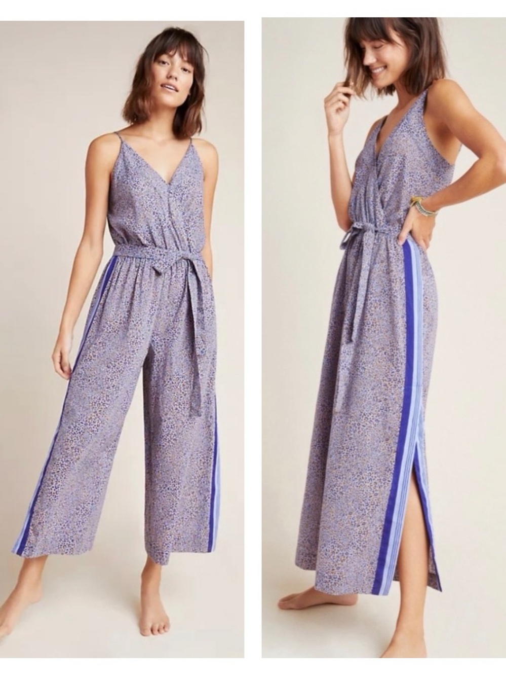 SEAFOLLY | NEW Anthropologie Sapphire Spirit Animal Print Jumpsuit M Waist Tie